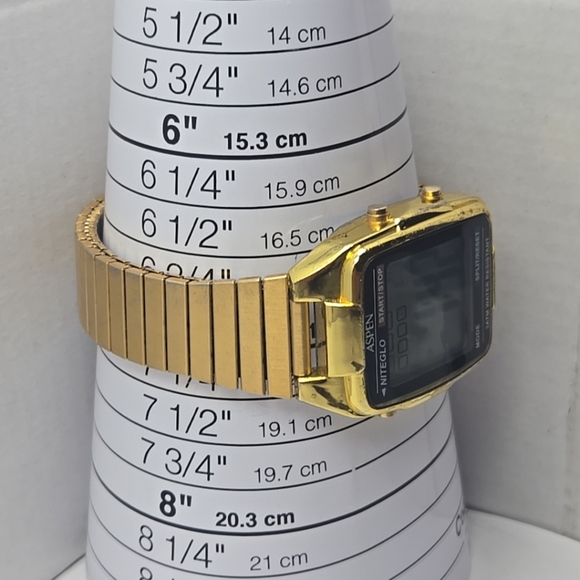 Mens Rare Unique Vintage Aspen Niteglo Digital Watch Gold Tone New Battery - Picture 6 of 11